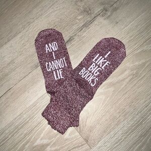 NEW purple and white socks I like big Books and cannot lie